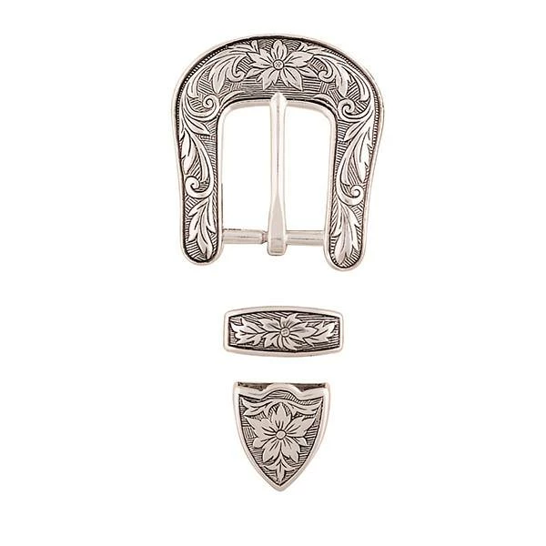 Western Floral Buckle Loop & Tip Set, 1" 1 Western Floral Buckle Loop & Tip Set, 1"