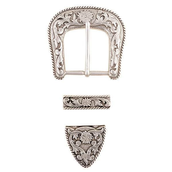 Western Floral Buckle Loop & Tip Set, 1-1/2" 1 Western Floral Buckle Loop & Tip Set, 1-1/2"