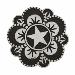 Jeremiah Watt Brand Floral Star Concho, 1-1/2" With Loop
