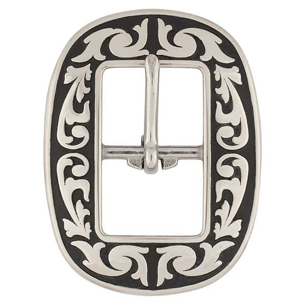 Jeremiah Watt Accented Floral Oval Center Bar Buckle 1 Jeremiah Watt Accented Floral Oval Center Bar Buckle
