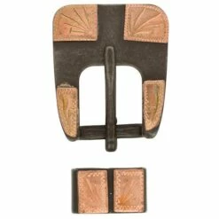 #1861 Square Heel Buckle & Loop Set, Buffed Brown Steel, 5/8"