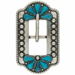 Turquoise Flower Center Bar Buckle